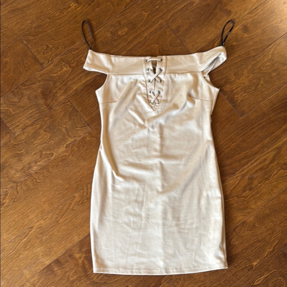 Forever 21 White Ribbed Tie Front Cocktail Dress